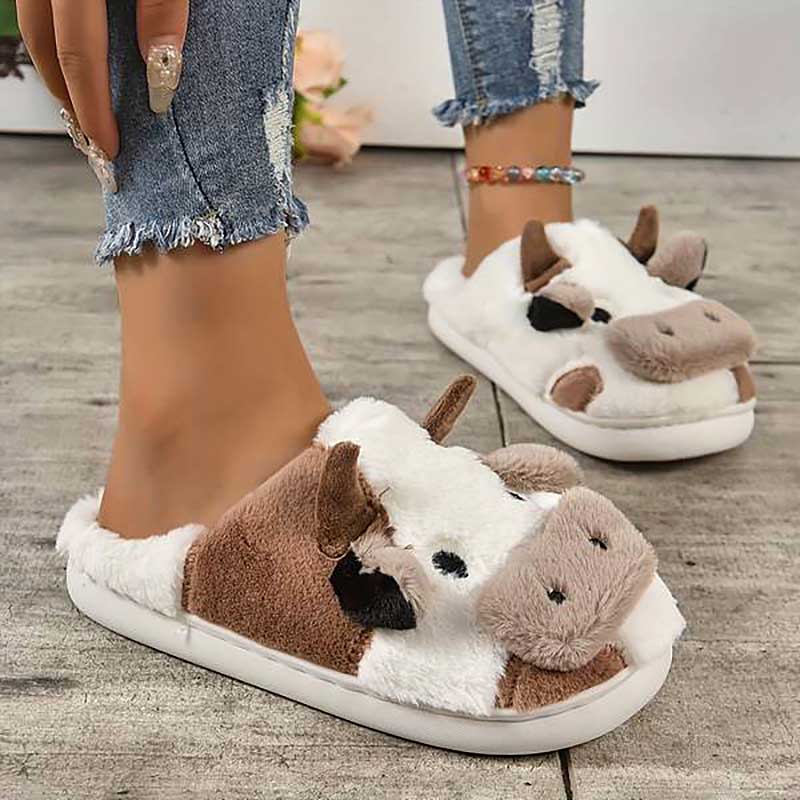 Pantufa de Bichinho Vaquinha Moo Marrom 2 | Pantufas & Pijamas - Dream Fashion