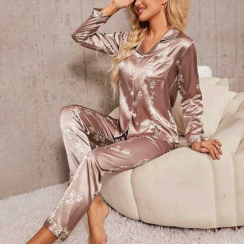 Pijama Americano Feminino Elegance Khaki Confortável | Pantufas & Pijamas - Dream Fashion