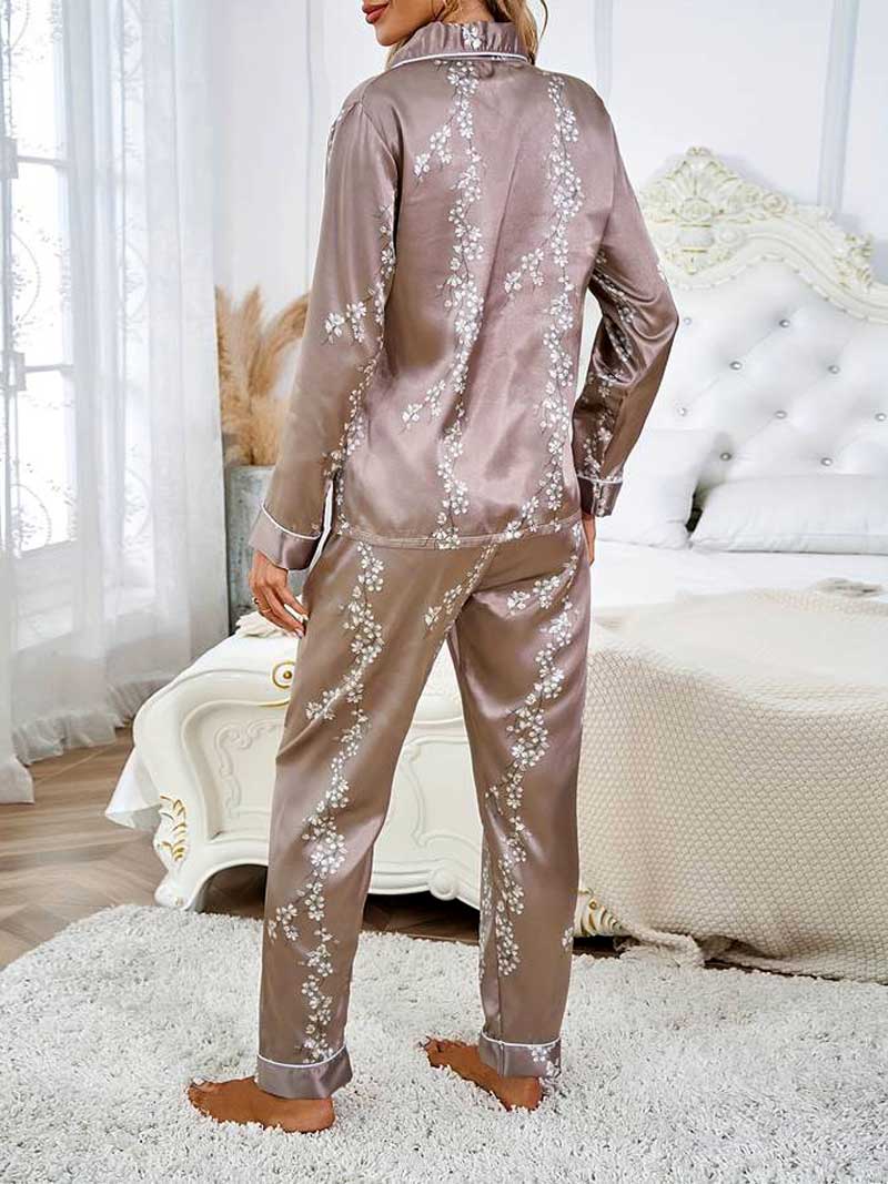 Pijama Americano Feminino Elegance Khaki Costas | Pantufas & Pijamas - Dream Fashion