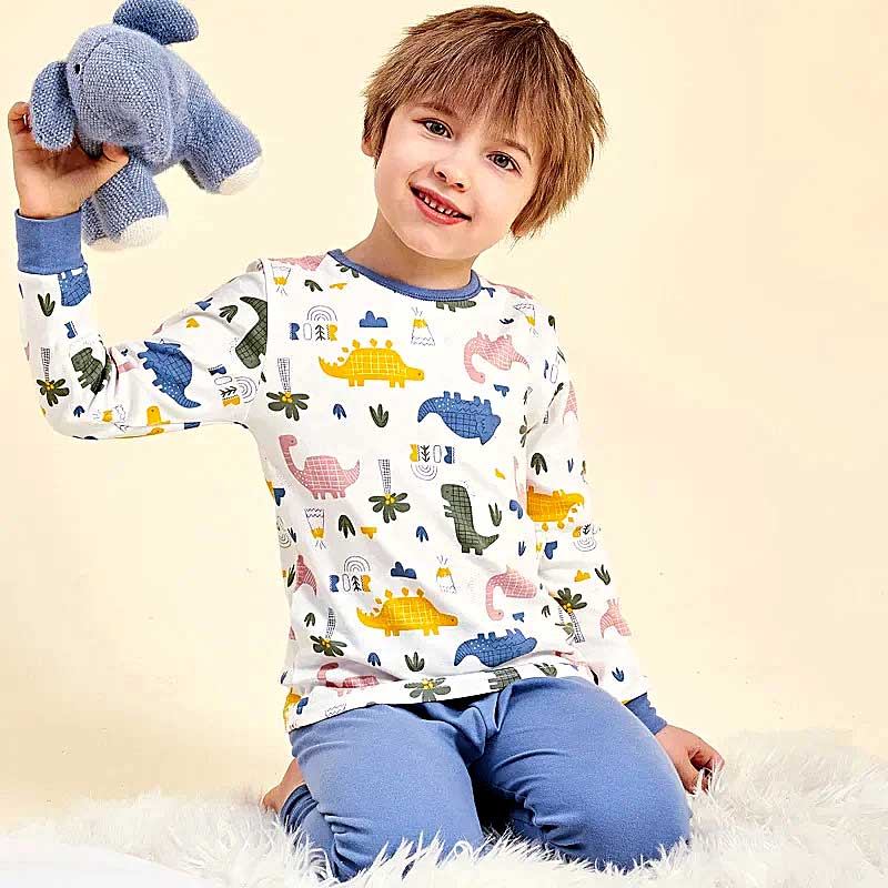 Pijama Infantil de Inverno Dinos Colors 2 | Pantufas & Pijamas - Dream Fashion