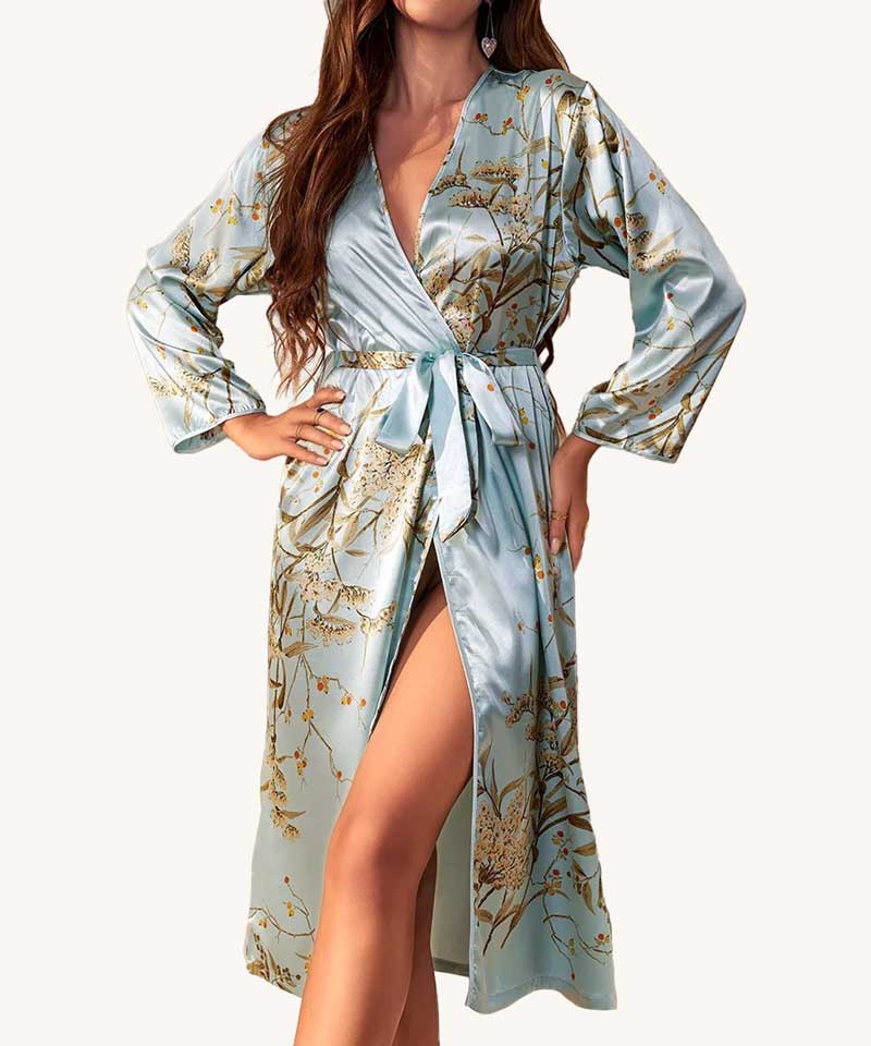 Robe Feminino Longo Florais Turquesa | Pantufas & Pijamas - Dream Fashion
